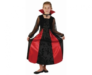 Strój dla dzieci Diabelska Wampirzyca (sukienka kołnierz) rozm. 130/140 cm