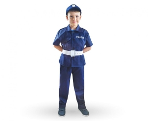 Strój dla dzieci Policjant (koszula spodnie czapka pasek) rozm. 120/130 cm