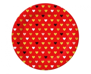 Talerzyki papierowe Kolekcja XOXO (czerwone) 18 cm 6 szt