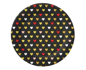 Talerzyki papierowe Kolekcja XOXO (czarne) 18 cm 6 szt
