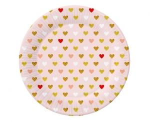 Talerzyki papierowe Kolekcja XOXO (różowe) 18 cm 6 szt