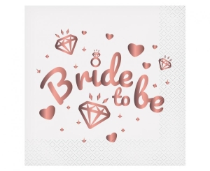 Serwetki Bride To Be (białe) 33 cm x 33 cm 20 szt