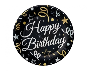Talerzyki papierowe Happy Birthday 18 cm 6 szt