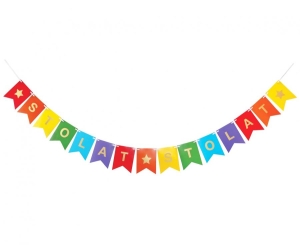 Girlanda papierowa Sto lat sto lat kolorowa flagi 14x18 cm