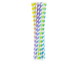 Słomki papierowe SHAKE miks kolorów paski 25 cm 200 szt