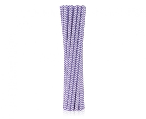 Słomki papierowe liliowe szlaczki 19 cm 40 szt