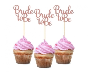 Pikery na babeczki GoGirls Bride to be różowo-złote 12 szt