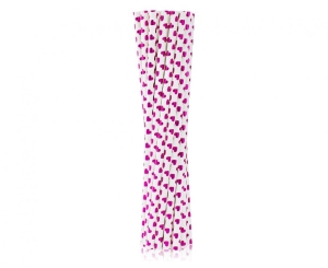 Słomki papierowe fioletowe serca 19 cm 12 szt