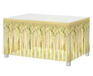 Dekoracja na brzeg stołu frędzle jasnozłota 80 cm x 300 cm