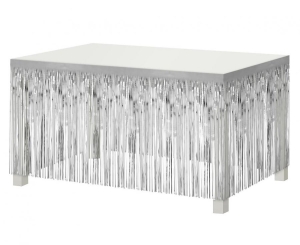 Dekoracja na brzeg stołu frędzle srebrna 80 cm x 300 cm