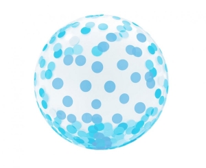 Balon Aqua - kryształowy niebieskie grochy 18 cali