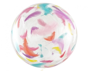 Balon Aqua - kryształowy kolorowe piórka 20 cali