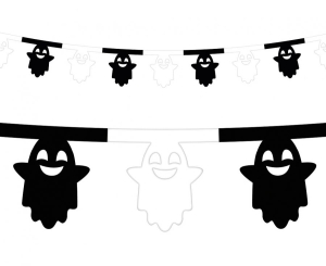 Girlanda papierowa na Halloween Duszki biało-czarna 360 cm