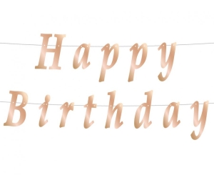 Girlanda Happy Birthday DIY metaliczna różowo-złota 200 cm