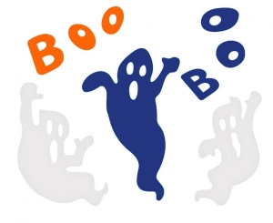 Naklejki żelowe na Halloween Duszki - BOO 20 cm x 20 cm 1 szt