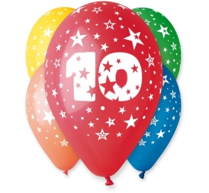 Balon 12 cali z nadrukiem 10 pastel 5 szt