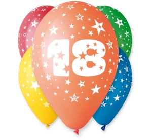 Balon 12 cali z nadrukiem 18 pastel 5 szt
