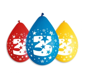 Balony 12 cali z nadrukiem 3 pastel 5 szt (wiszące)
