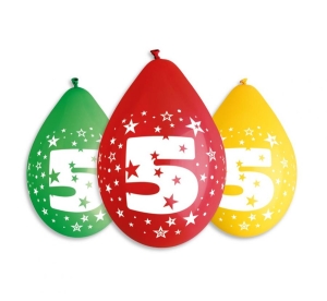 Balony 12 cali z nadrukiem 5 pastel 5 szt (wiszące)