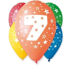 Balon 12 cali z nadrukiem 7 pastel 5 szt