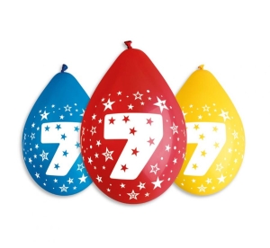 Balony 12 cali z nadrukiem 7 pastel 5 szt (wiszące)