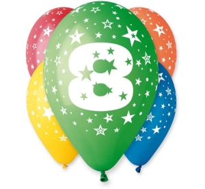 Balon 12 cali z nadrukiem 8 pastel 5 szt