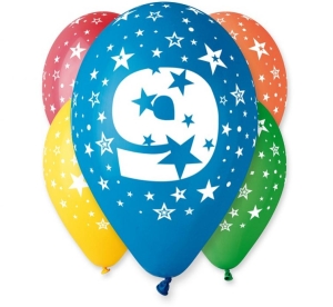 Balon 12 cali z nadrukiem 9 pastel 5 szt