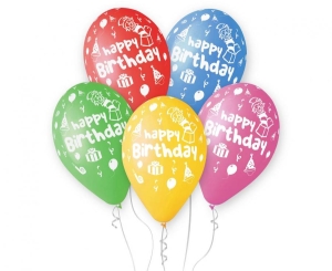 Balony Happy Birthday (party) 12 cali 5 szt