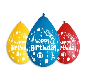 Balony Happy Birthday (party) 12 cali 5 szt (wiszące)