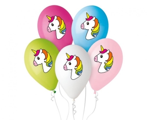 Balony Jednorożec nad. kolorowy 12 cali 5 szt