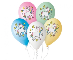 Balony Jednorożec - magiczna noc nad. kolorowy 12 cali 5 szt