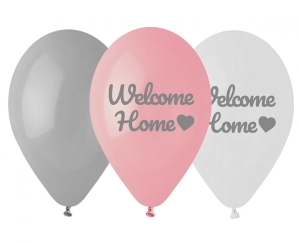 Balony Welcome Home różowe 12 cali 6 szt