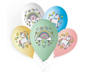 Balony Jednorożec i Tęcza 13 cali 5 szt