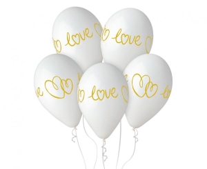 Balony Love białe 13 cali 5 szt