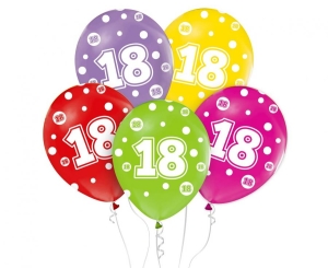 Balony z cyframi: 18 12 cali 5 szt