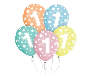 Balony z cyframi: 1 12 cali 5 szt