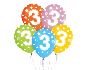 Balony z cyframi: 3 12 cali 5 szt