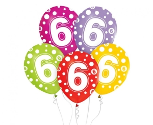 Balony z cyframi: 6 12 cali 5 szt