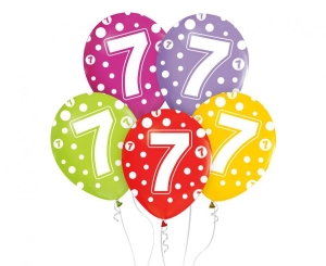 Balony z cyframi: 7 12 cali 5 szt