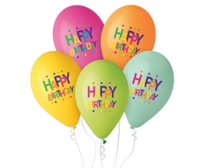 Balony Happy Birthday (gwiazdki) 12 cali 5 szt