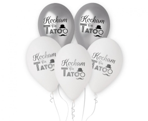 Balony Kocham Cię Tato (srebrne białe) 12 cali 5 szt