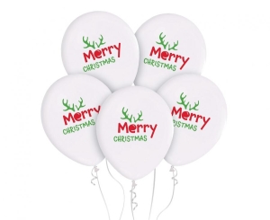 Balony Merry Christmas (z rogami) 12 cali 5 szt