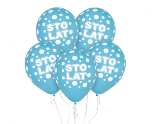 Balony Sto Lat niebieskie 12 cali 5 szt