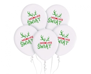 Balony Wesołych Świąt (z rogami) 12 cali 5 szt