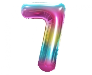 Balon foliowy cyfra 7 tęczowa 85 cm