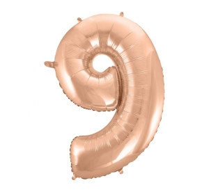 Balon foliowy cyfra 9 różowo-złota 92 cm