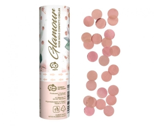 Konfetti pneumatyczne Glamour kółeczka foliowe różowo-złote 15 cm