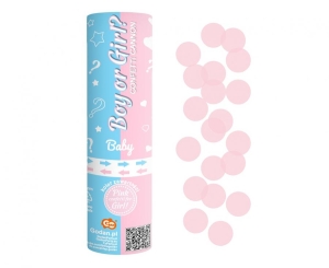Konfetti pneumatyczne Boy or Girl kółeczka papierowe różowe 15 cm