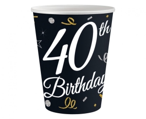 Kubeczki papierowe 40 Birthday 250 ml 6 szt