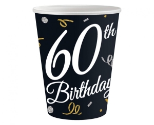 Kubeczki papierowe 60 Birthday 250 ml 6 szt